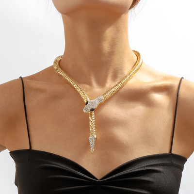  Women Punk Crystal Snake Magnetic Necklace