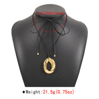  Retro Oval Simple Hollow Metal Pendant Necklace - Thumbnail 5