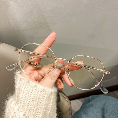  women men computer myopic optical eyeglasses unisex anti blue light metal polygons myopia glasses