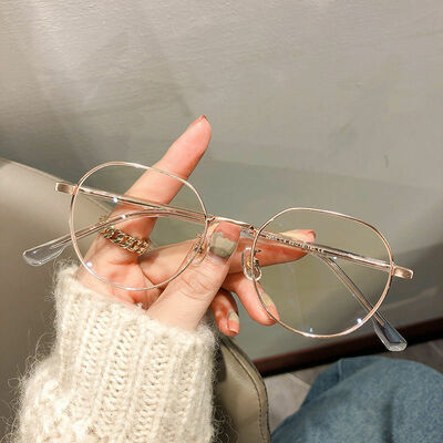  Women Men Computer Myopic Optical Eyeglasses Unisex anti Blue Light Metal Polygons Myopia Glasses
