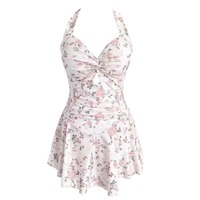 Sweet Cute Women Hanging Neck Swimwear Sexy One-piec Beach Wear Swim Suit  - Thumbnail 4