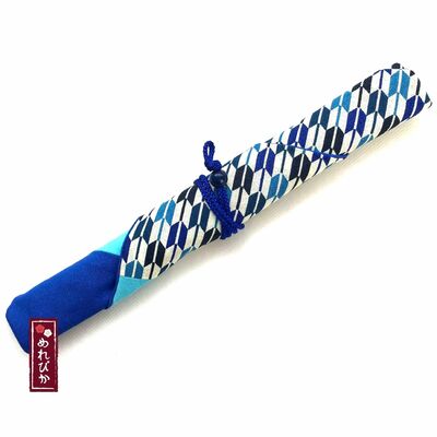 Japanese cotton chopstick sleeve – blue & white yagasuri arrow pattern (cc0027-08-bl)