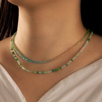  women's bohemia short necklace handmade fashion creative colorful rice bead necklace