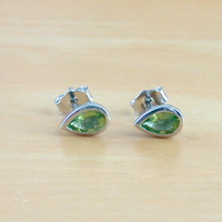 BOXED GIFT/Sterling Silver Peridot Teardrop Earrings/Peridot Stud Earrings/Peridot Jewellery/Peridot Jewelry/Gemstone Earrings/Peridot Studs - Thumbnail 2