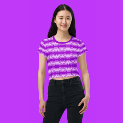 Violet wave crop tee