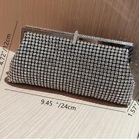 Luxury Diamond Long Silver Day Clutches Shiny Crystal Wedding Chain Shoulder Bags  - Thumbnail 5