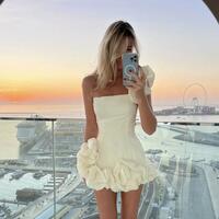 Women Elegant Floral One Shoulder Dress - Thumbnail 6