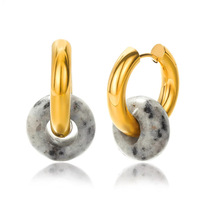 Women Fashion Natural Stone Drop Earrings - Thumbnail 2