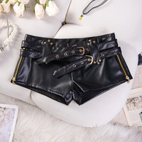 Women Vintage Sexy Pu Leather Shorts  - Thumbnail 2