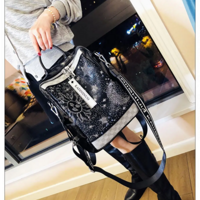 Rhinestone soft leather backpack