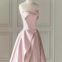 Pink strapless evening gown, socialite banquet toasting gown, adult party host's high-end engagement dress - Thumbnail 2