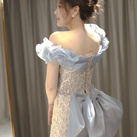 Fish tail evening dress 2025 summer one shoulder sequin fairy temperament bride toast dress party host dress dress - Thumbnail 3