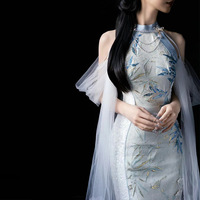 New Chinese style cheongsam evening dress light luxury high-end dress with tassel  - Thumbnail 1