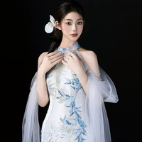 New Chinese style cheongsam evening dress light luxury high-end dress with tassel  - Thumbnail 2