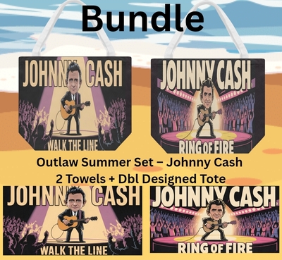 Rock n Roll  Beach Bundle- 2 Towels &  Tote Dbl Sded. 2 Designs