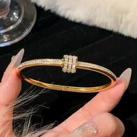 Luxury Titanium Steel Gold Silver Color Bangles for Women Girls  - Thumbnail 3