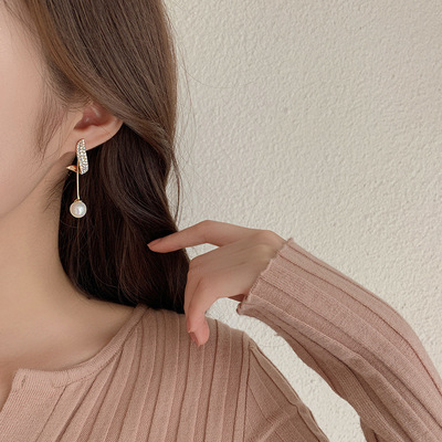 Luxury simple classic imitation pearl drop earrings for women