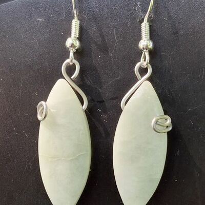 Soothing aventurine leaf earrings – stainless steel wire & sterling hooks