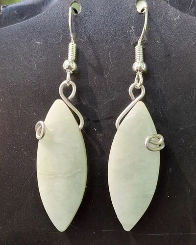 Soothing Aventurine Leaf Earrings – Stainless Steel Wire & Sterling Hooks