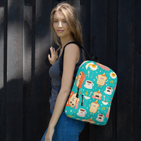 Women Cute Backpack Green Breakfast Parade - Thumbnail 7