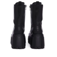 Thick-Soled British Style Punk Platform Black Boots for Women - Thumbnail 6
