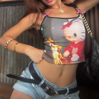 Retro cartoon pattern hot girl camisole - Thumbnail 1