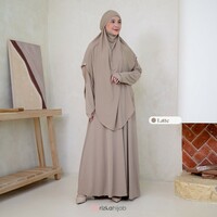Rawda Abaya Jersey Set French Khimar - Eid Abaya Set, Modest Dress for Women, Muslim Outfit for Ramadan, Umrah Khimar Set, Umrah Hajj dreses - Thumbnail 4