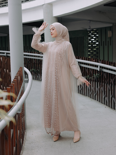 Aliza Tulle Dress - Luxury Tulle Sheer Dress, Modest tulle dress, muslim evening dress, modest graduation dress, Evening Bown Muslim, Modest  Wear