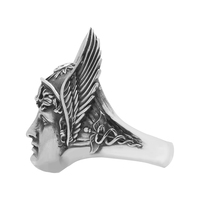 Solid Sterling Silver Greek Mythology God Ring - Thumbnail 4