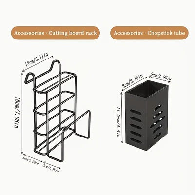 Double tier large metal cutlery rack – carbon steel kitchen organizer with knife, fork, cup holders & draining board