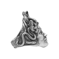 Solid Sterling Silver Greek Mythology Medusa Gorgon Ring - Thumbnail 4