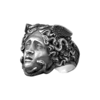 Solid Sterling Silver Greek Mythology Medusa Gorgon Ring - Thumbnail 3