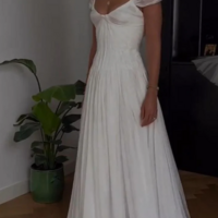 Beautiful A Line White Chiffon Prom Dress Wedding Dress For Party - Thumbnail 1