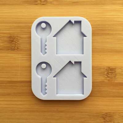 1.5" key & house silhouette silicone mold