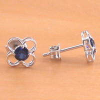 BOXED GIFT/925 Sapphire (Lab Created) Stud Earrings/Daisy Sapphire Studs/Sapphire Jewellery/Sapphire Jewelry/Sapphire Jewelery/September Birthstone - Thumbnail 2