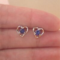 BOXED GIFT/Sterling Silver Sapphire Heart Stud Earrings/Sapphire Jewellery/Sapphire Jewelry/Heart Earrings/Heart Jewellery/September Birthstone/UK - Thumbnail 3