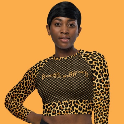 Hun Leopard Long Sleeve Crop Top 