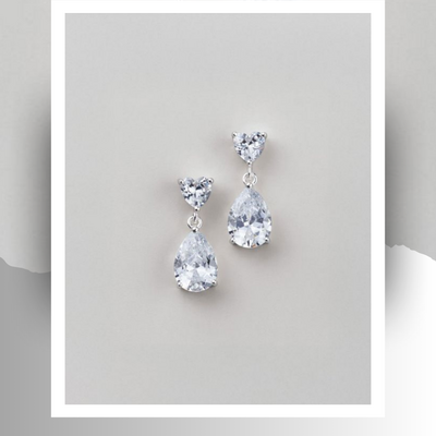 Sterling silver stunning heart drop cz earrings - final sale - Thumbnail 5