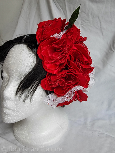 Embroidered Rose Hair Fall