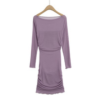 One shoulder long sleeve mesh dress women's mesh sexy hip skirt - Thumbnail 1