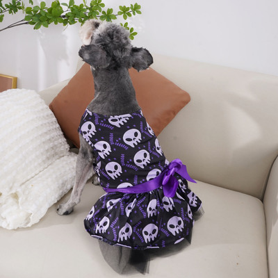 Pet dog halloween cape – colorful skull print costume for dogs