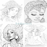 Coloring Book - 125 Friendly Faces Full Page Coloring Book, Friendly Faces, Portrait, Grayscale Coloring Book, Printable PDF File - Thumbnail 1