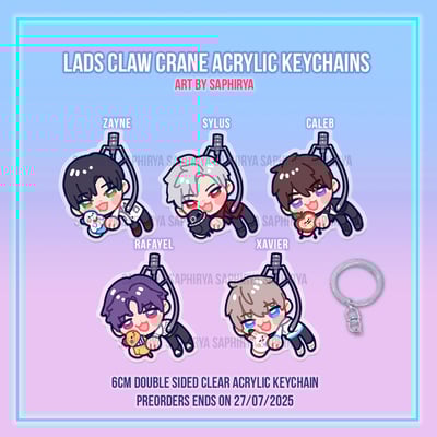[preorder] love and deepspace caleb sylus xavier rafayel zayne claw crane keychain