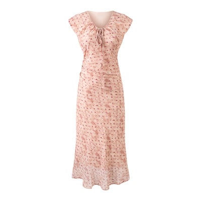 Sweet style drawstring v-neck strap slim fit dress