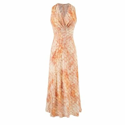 Fashionable and casual simple style gradient print drawstring waist dress