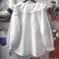 Sweet and lovely ruffled doll collar graffiti embroidery blouses - Thumbnail 1