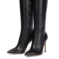 Large size black loose fit over the knee boots - Thumbnail 3