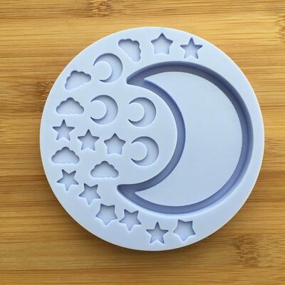 Moon shaker with bits silicone mold