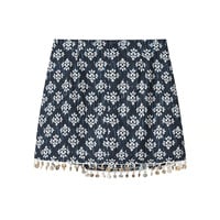 Versatile simple beaded print irregular skirt - Thumbnail 1