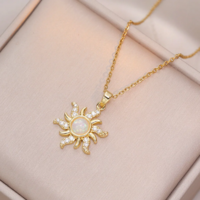 Gold & Silver Plated Celestial Sun Pendant Necklace - Thumbnail 1